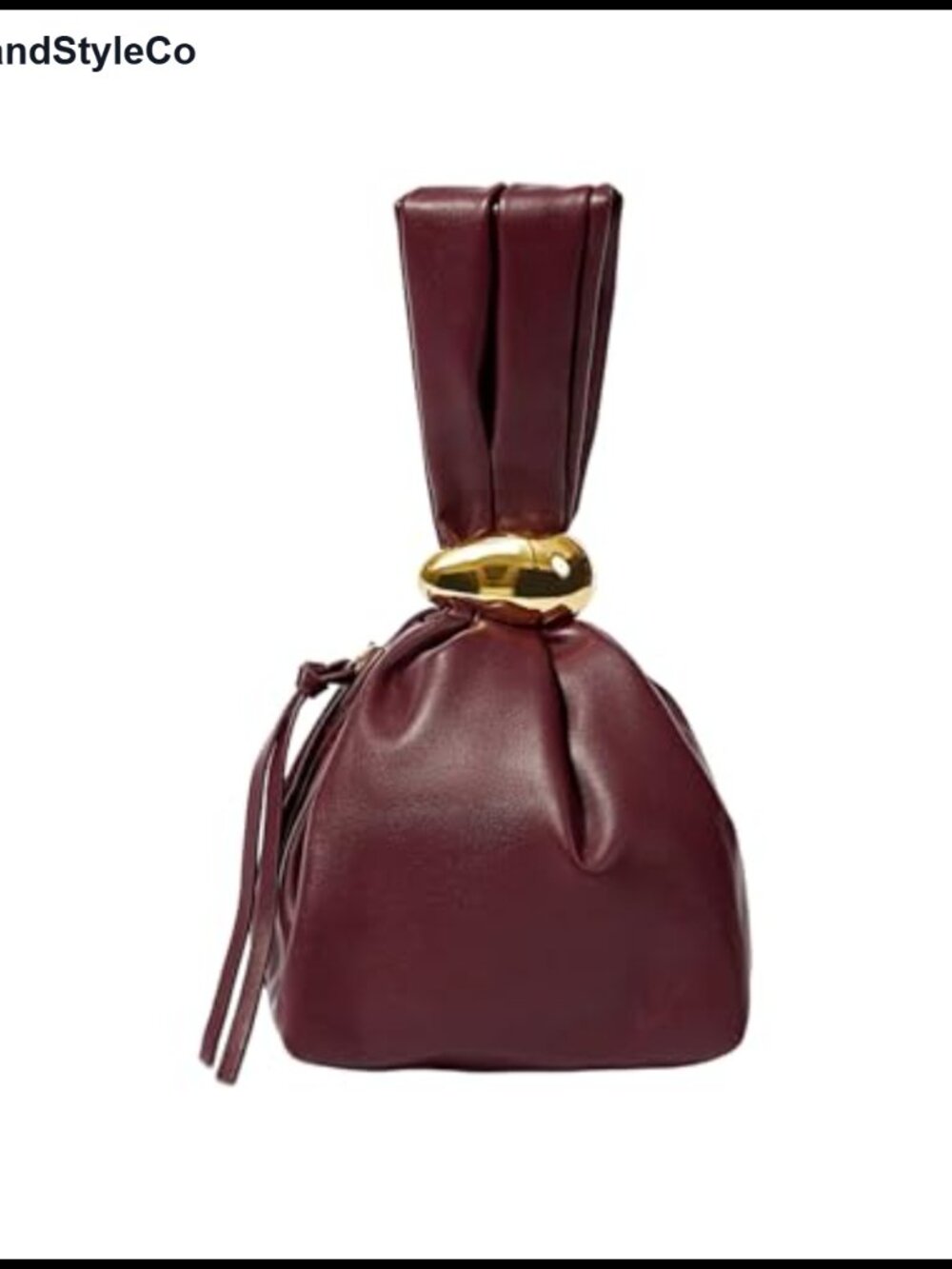 Mini Leather Bucket Bag Top Handle Purse Metallic Buckle Handbag Women